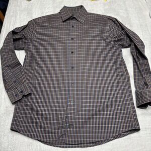 F/X‎ Fusion Shirt Men's Size Medium Plaid Design Blue Orange Gray